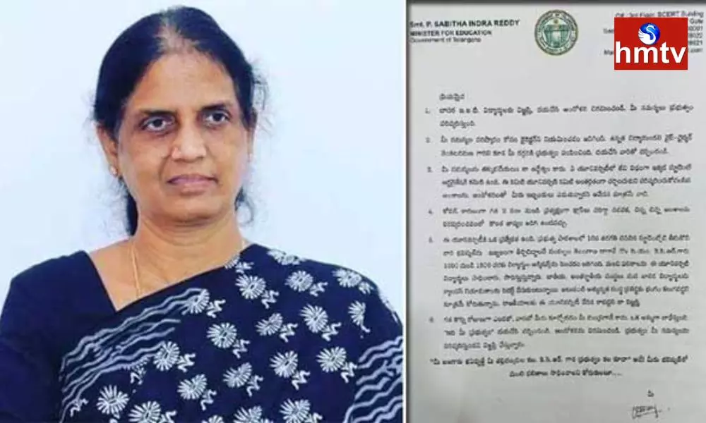 Minister Sabitha Indra Reddy Released a Letter Urging Basara IIIT Students