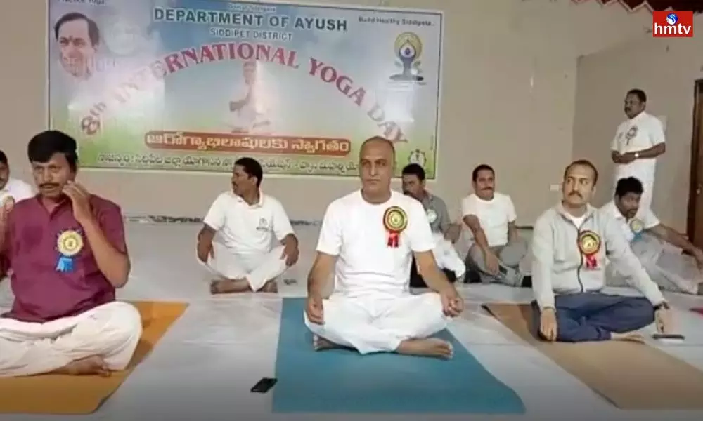 Minister Harish Rao Participate in  International Yoga Day