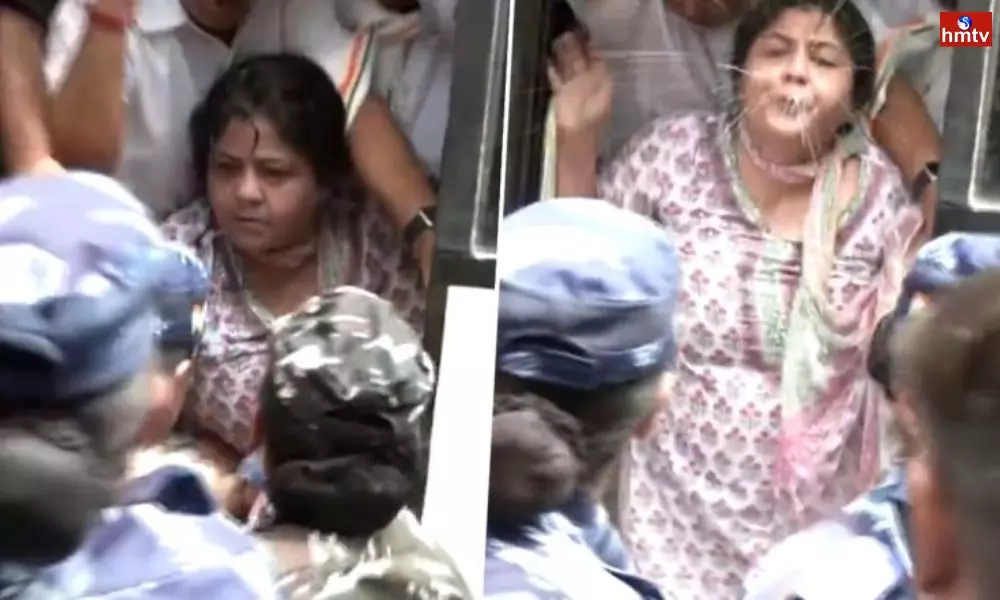 Mahila Congress President Netta DSouza Spits at Police Personnel