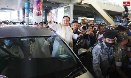 Jp Nadda Reaches Hyderabad For National Executive Meet
