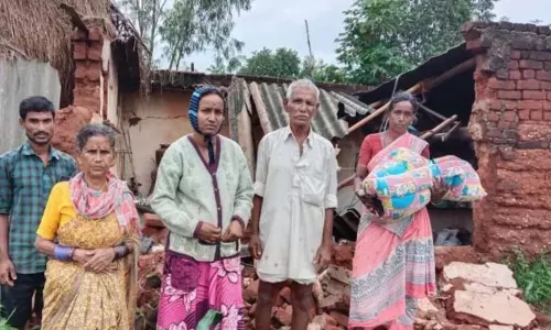 A house collapsed due to heavy rains A house collapsed due to heavy rains