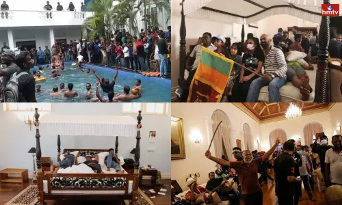 Sri Lankan Protesters Take Over President Rajapaksas House use his Pool And Bed Sri Lankan Protesters Take Over President Rajapaksas House use his Pool And Bed