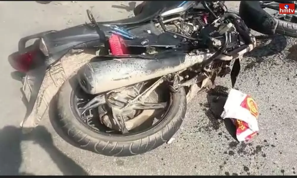 MLA Ramulu Naik Car Hit the Bike in Khammam