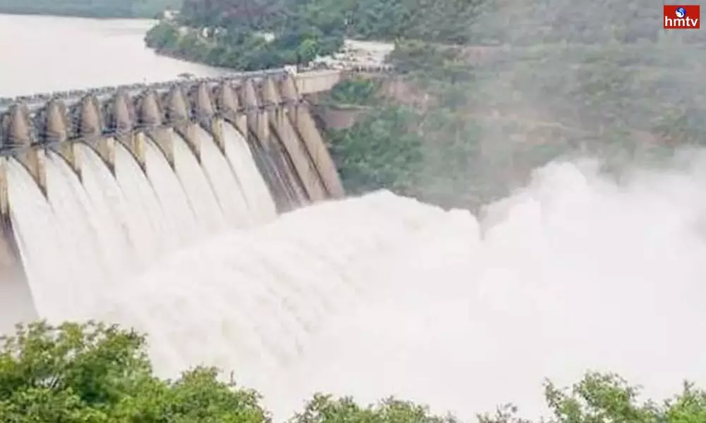 8 Gates Opened At Srisailam Dam