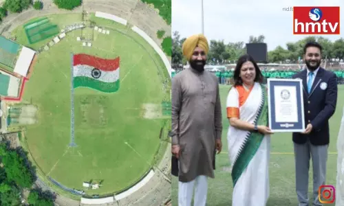 Chandigarh Creates Guinness World Record for Largest Human Image of waving National Flag Chandigarh Creates Guinness World Record for Largest Human Image of waving National Flag