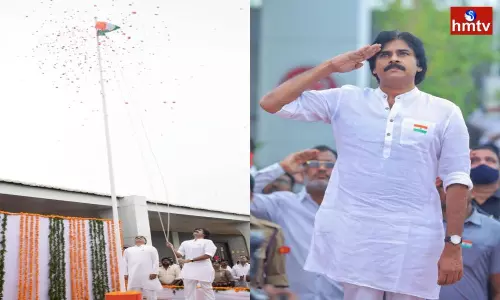Jana Sena Chief Pawan Kalyan Unveiled the National Flag Jana Sena Chief Pawan Kalyan Unveiled the National Flag
