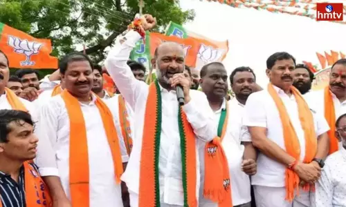 Bandi Sanjay padayatra in Janagama Today Bandi Sanjay padayatra in Janagama Today