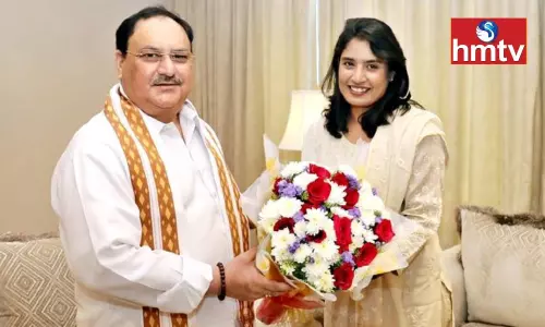 BJP National President JP Nadda Meets Former Cricketer Mithali Raj