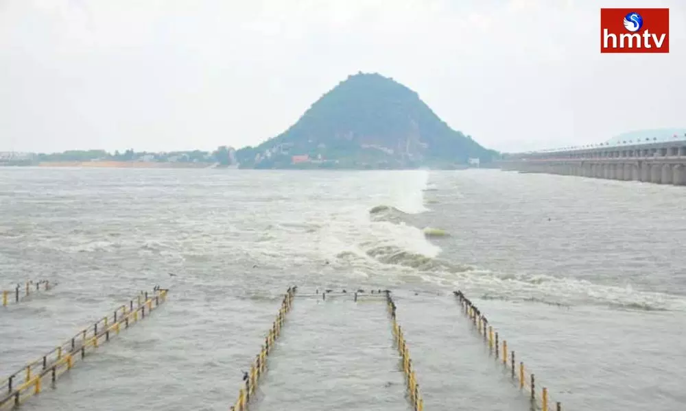 Huge Water Flow to Prakasam Barrage