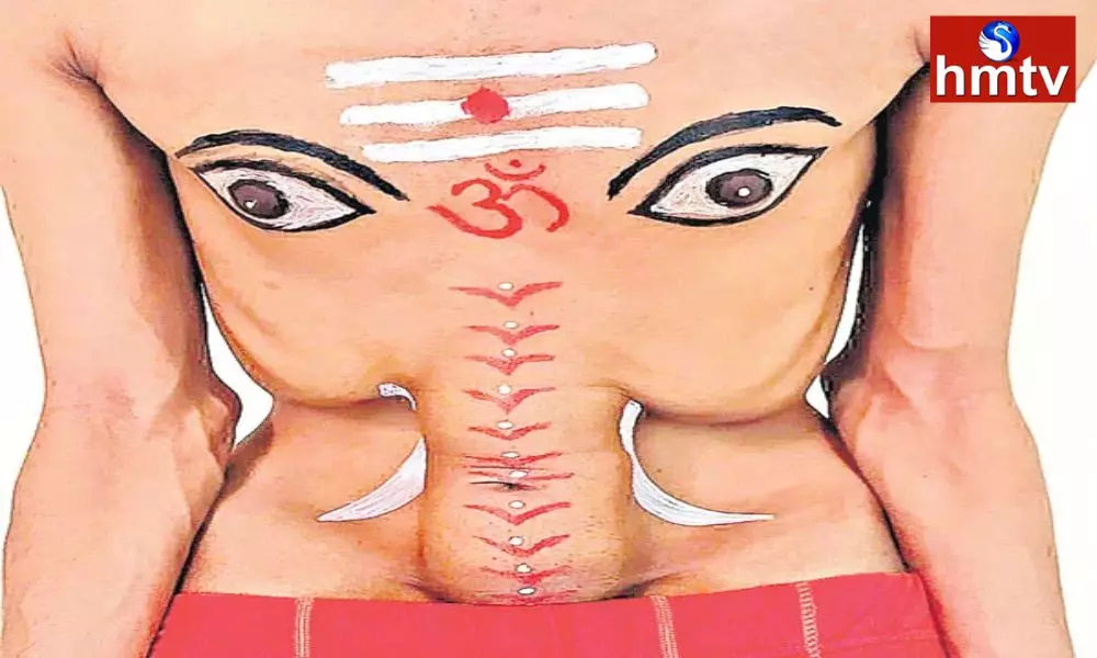 Ganesh Shape on Stomach Muscles