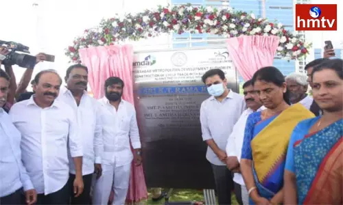 Minister KTR Laid the Foundation Stone for the Cycling Track Minister KTR Laid the Foundation Stone for the Cycling Track