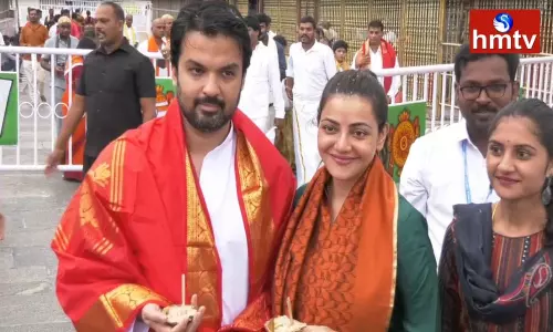 Kajal Agarwal Couple Visits Tirumala