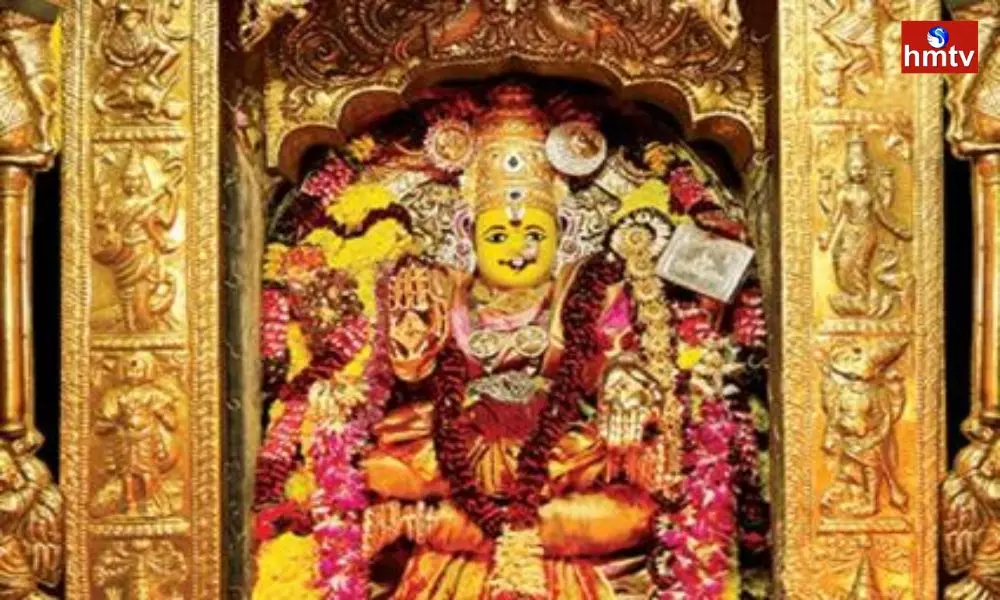 3rd day Gayatri Devi Alankaram Navaratri at Vijayawada Temple