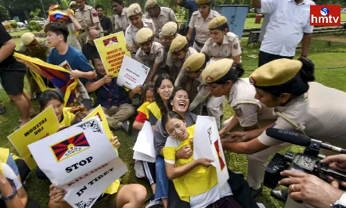 Tibetan Youths Protest Outside Of Chinese Embassy In New Delhi