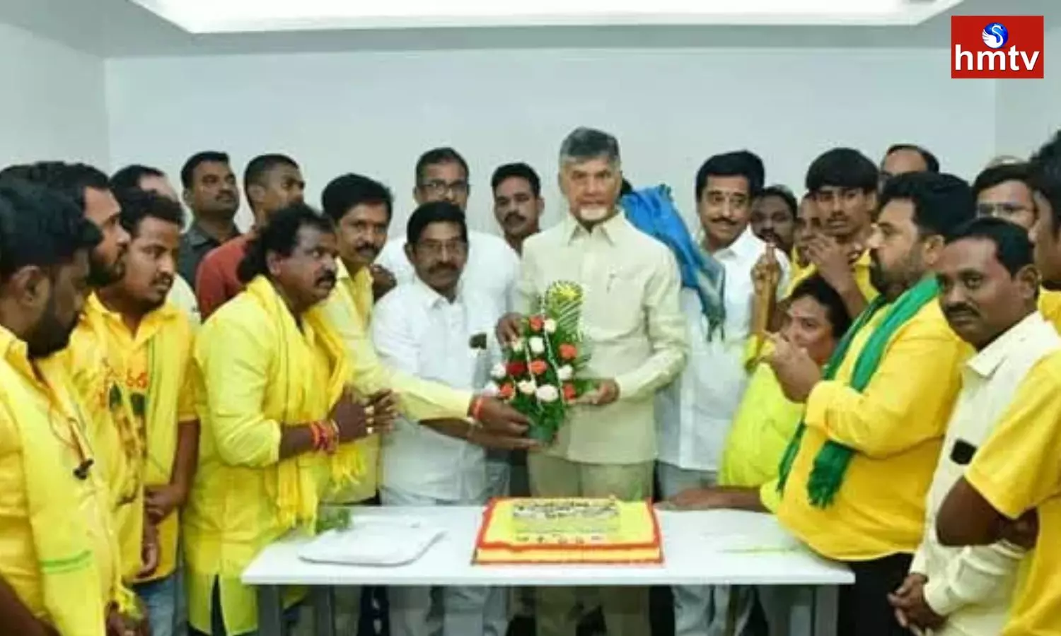 TDP Chief Chandrababu cut the cake in Hyderabad