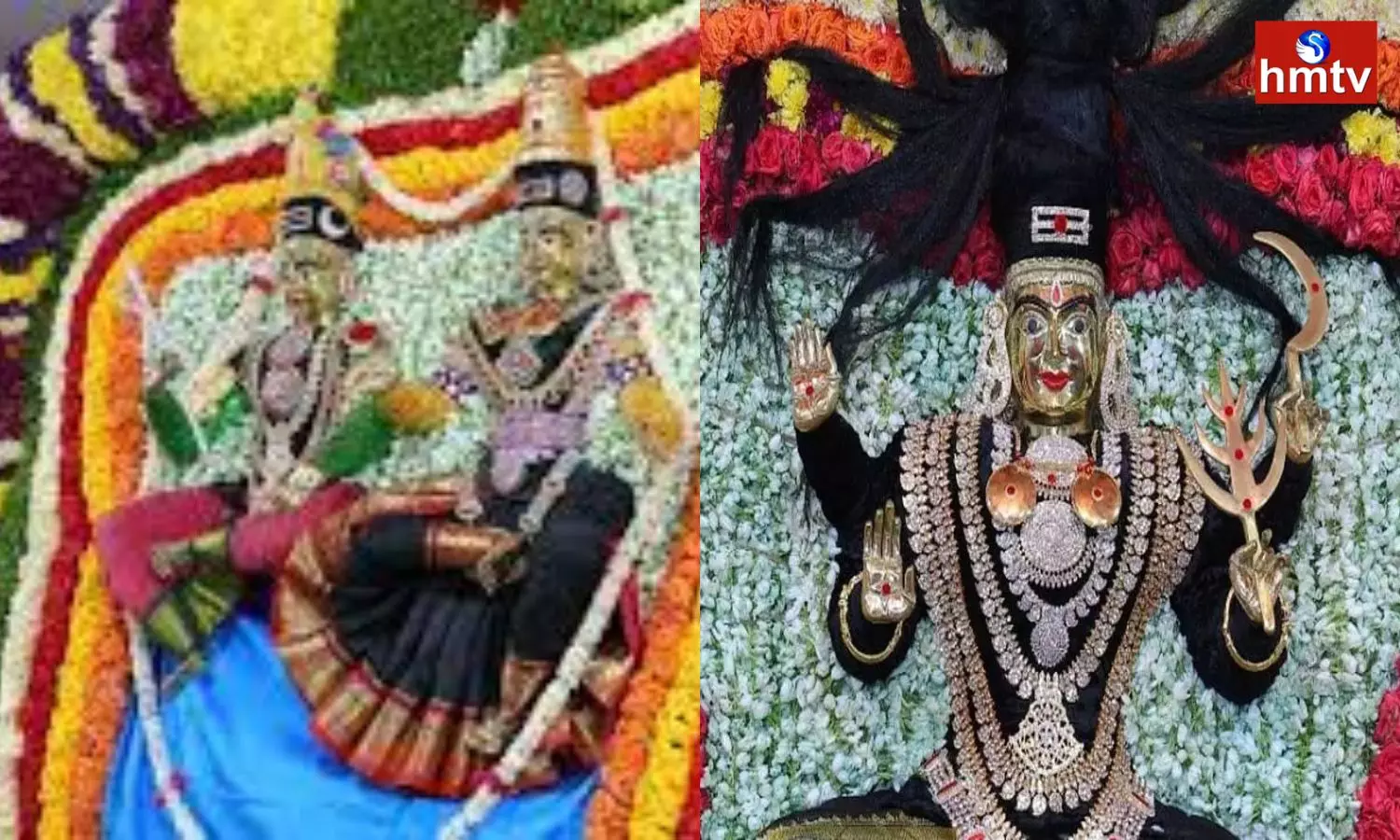 Goddess decorated in Kalaratri Incarnation at Srisailam Temple