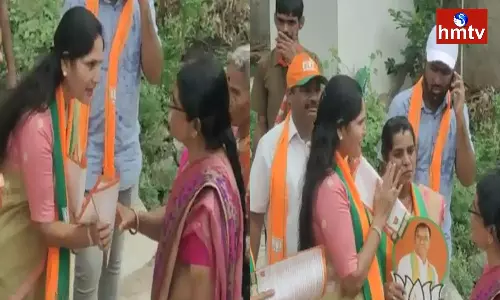 BJP Candidate Wife Lakshmi Raj Gopal Reddy is Campaigning in Gattuppal Mandal