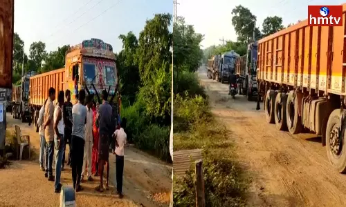 villagers are angry that lorry drivers are using internal roads.