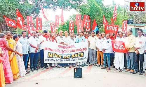 left parties protest against pm in telangana