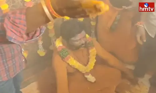 Abhishekam with chilli powder as part of Pratyangira Devi Homam