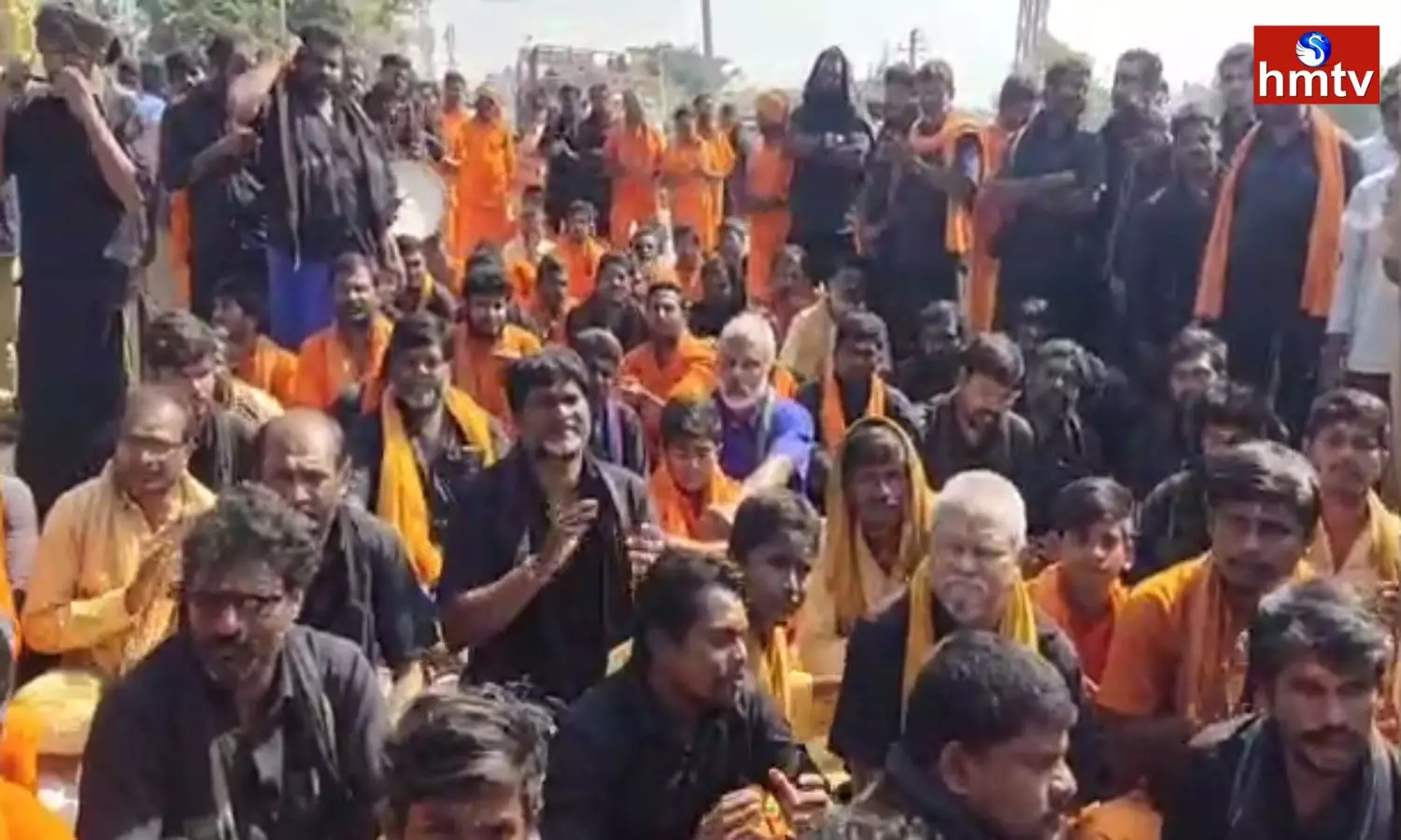 Agitation of Ayyappa devotees in Halia, Nalgonda
