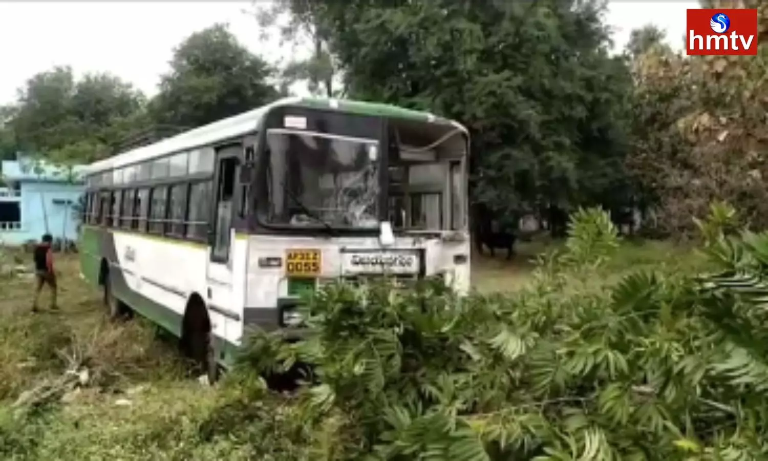 RTC bus accident in Vizianagaram district, bus driver fainted