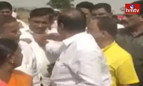 TRS MLA Krishnamohan Reddy Miss Behavior With Official