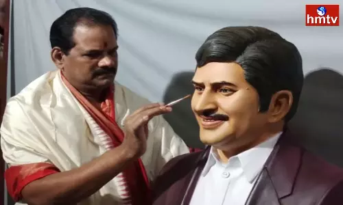making of superstar krishna sculpture at kothapet konaseema district