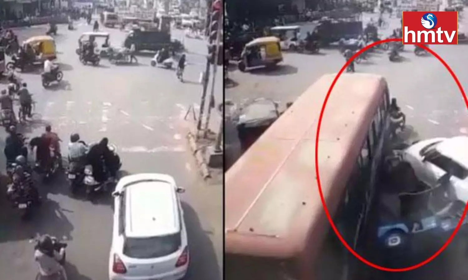 City bus in Madhya Pradesh Jabalpur Ran Into Several Vehicles