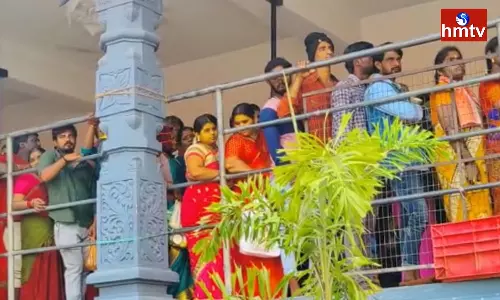 Huge Devotees Rush  At Vadapalli Sri Venkateswara Swamy