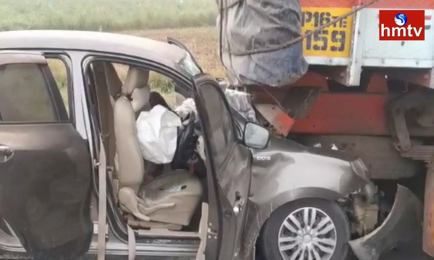 A Road Accident Occurred On The Narketpally Highway A Car Hit Lorry