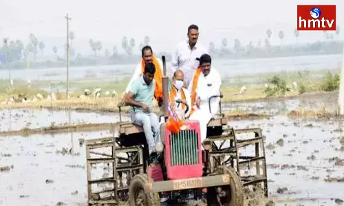 BJP Bandi Sanjay Tractor Driving In The Farm