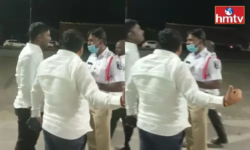 Leaders Argument With The Police Conducting Drunk And Drive In Medchal