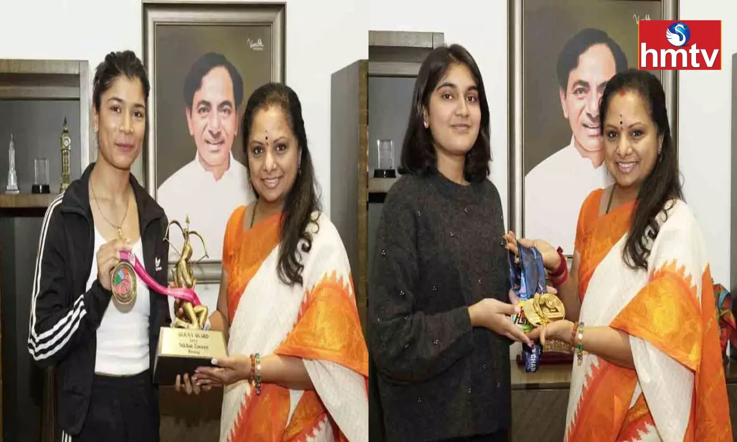 MLC Kavitha Congratulates Nikhat Zareen And Isha Singh