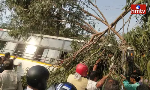 RTC Bus Accident In Rajendranagar RTC Bus Accident In Rajendranagar