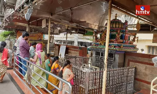 Devotees Queue At Sampath Vinayaka Temple In Visakhapatnam