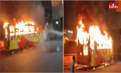 A Private Travel Bus Caught Fire A Private Travel Bus Caught Fire