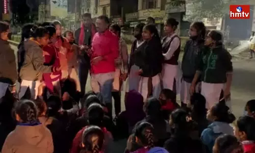 Model School Student Agitation In Yellareddipeta