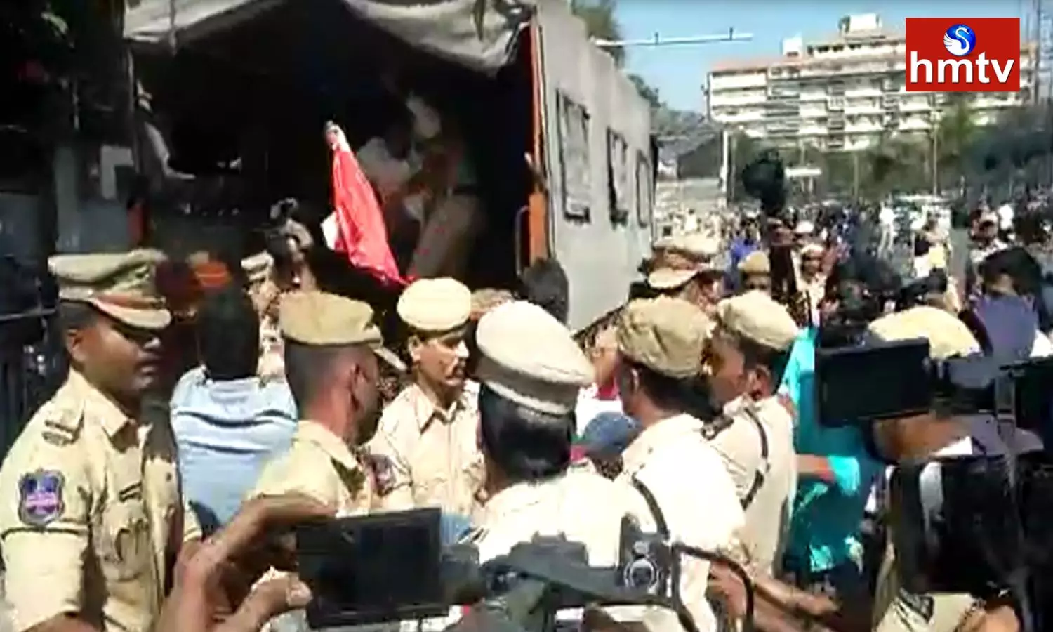 Tension at Pragathi Bhavan in Hyderabad