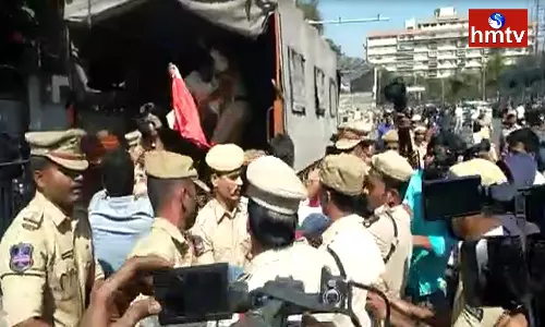 Tension at Pragathi Bhavan in Hyderabad
