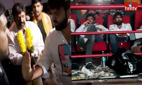 Balakrishna Fans Hungama at Bramaramba Theatre Kukatpally