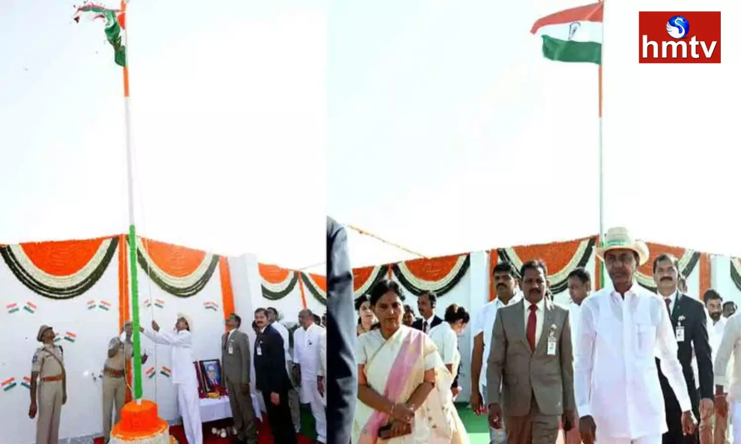 CM KCR Hoists the National Flag at Pragathi Bhavan
