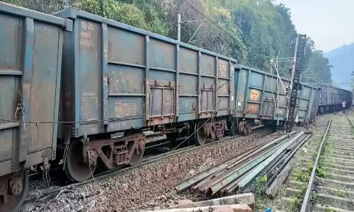 A Goods Train Derailed at Sivalingapuram in Alluri District A Goods Train Derailed at Sivalingapuram in Alluri District