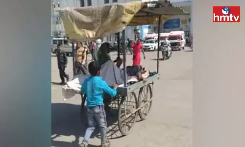 Six-Year-Old Boy Takes Father To Hospital In Pushcart In Madhya Pradesh Six-Year-Old Boy Takes Father To Hospital In Pushcart In Madhya Pradesh
