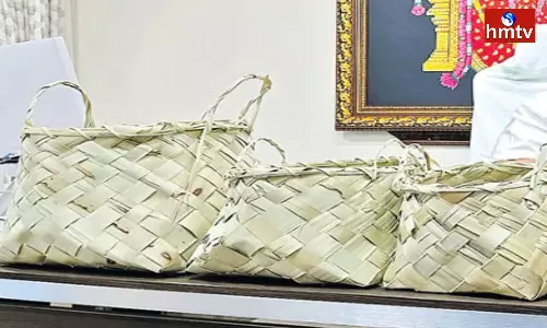Palm Baskets in Tirumala laddu Selling Centers