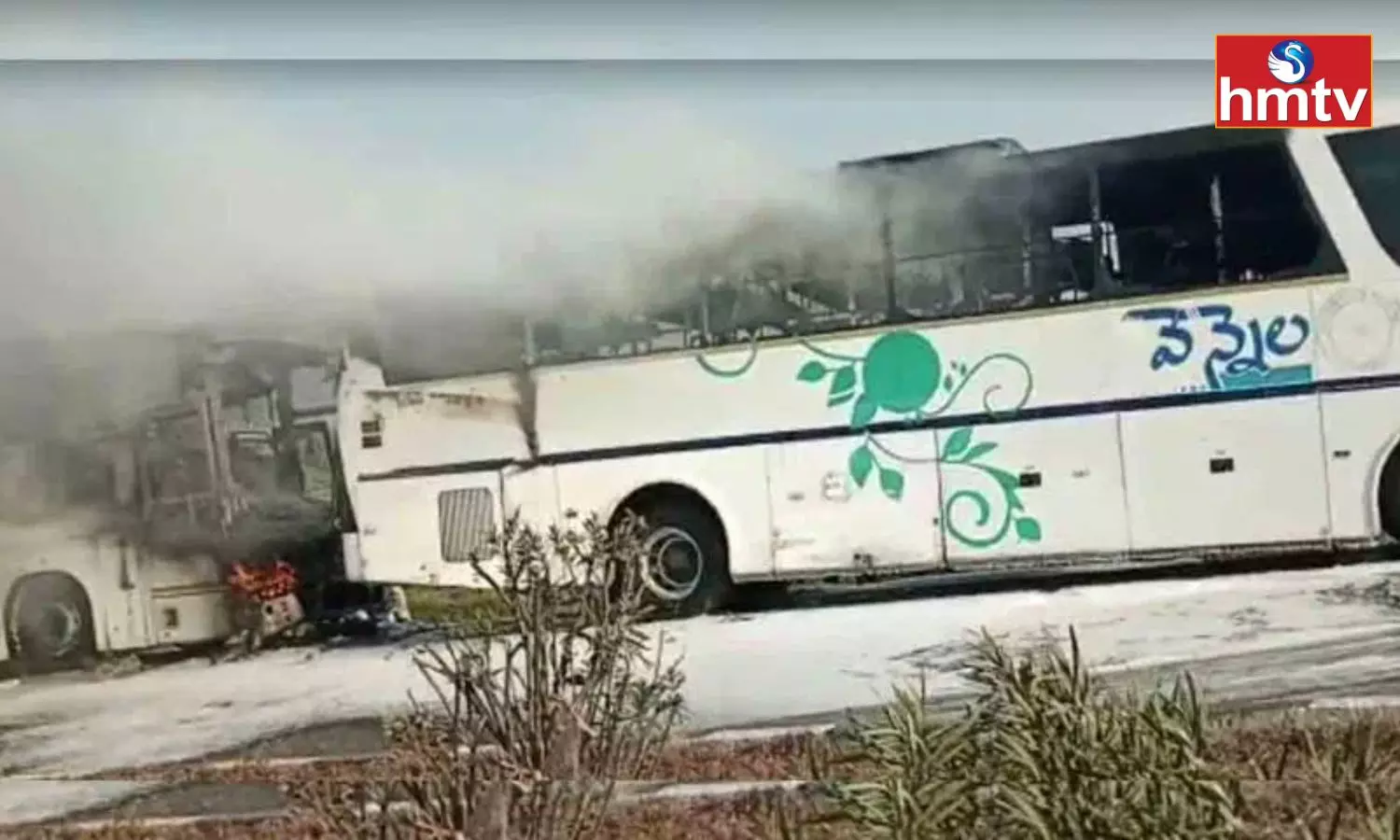 Two RTC Bus Catches Fire At Hyderabad Vijayawada Highway