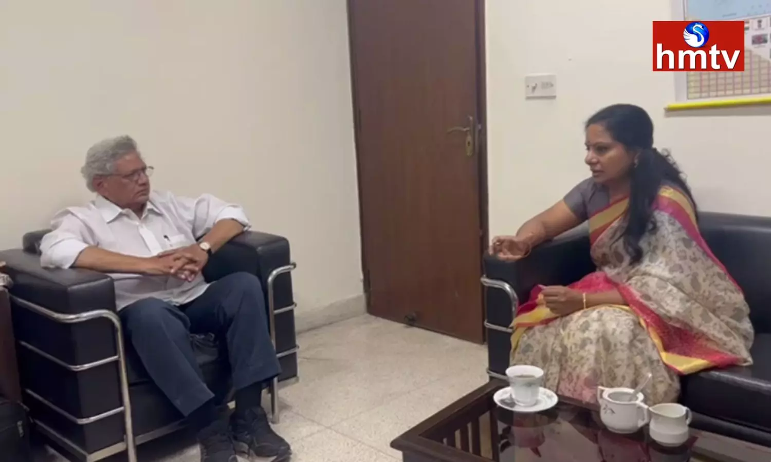 Kavitha Meet Sitaram Yechury In Delhi