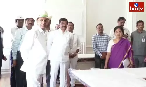 CM KCR is inspecting the Works in the New Secretariat