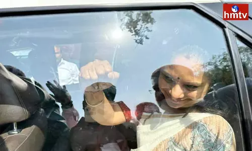 MLC Kavitha Attends ED inquiry in Delhi Liquor Scam