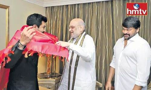 Chiranjeevi and Ramcharan Meets Amit Shah in Delhi